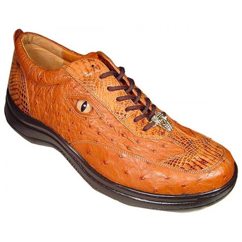 Romano "Tiger Eyes" Caramel Crocodile/Ostrich With Eyes Sneakers